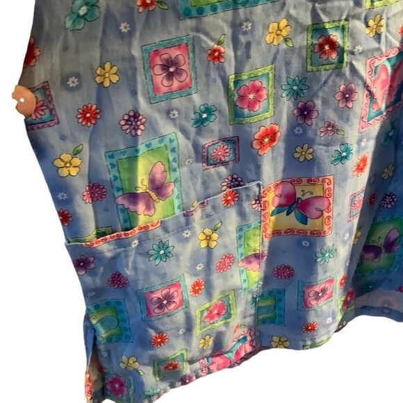 Pre Owned Women’s WS Fundamentally Cotton Scrub Scrubs Top Festive Sz Lg Work - Picture 5 of 10